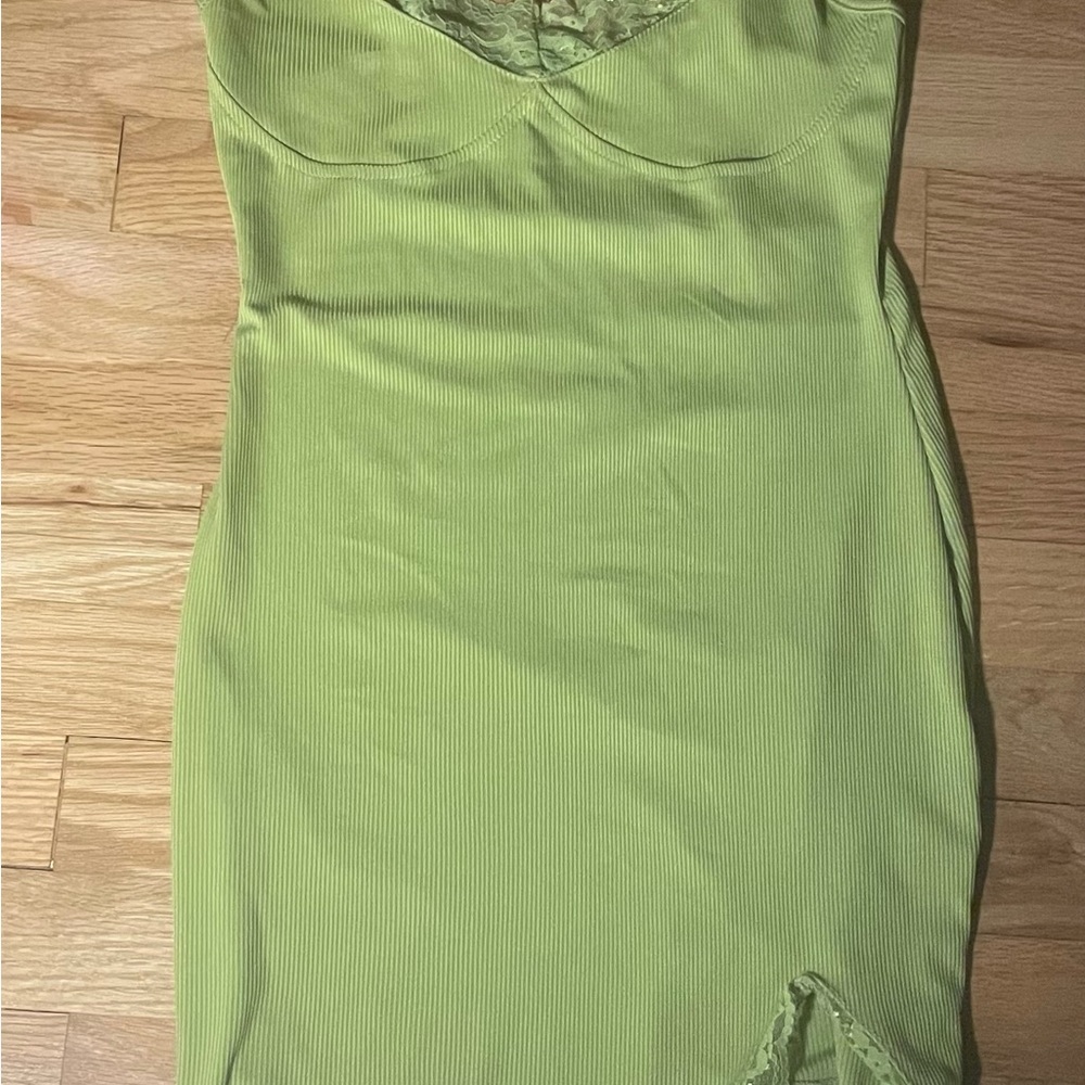 Green Lace Camisole Dress with Slit